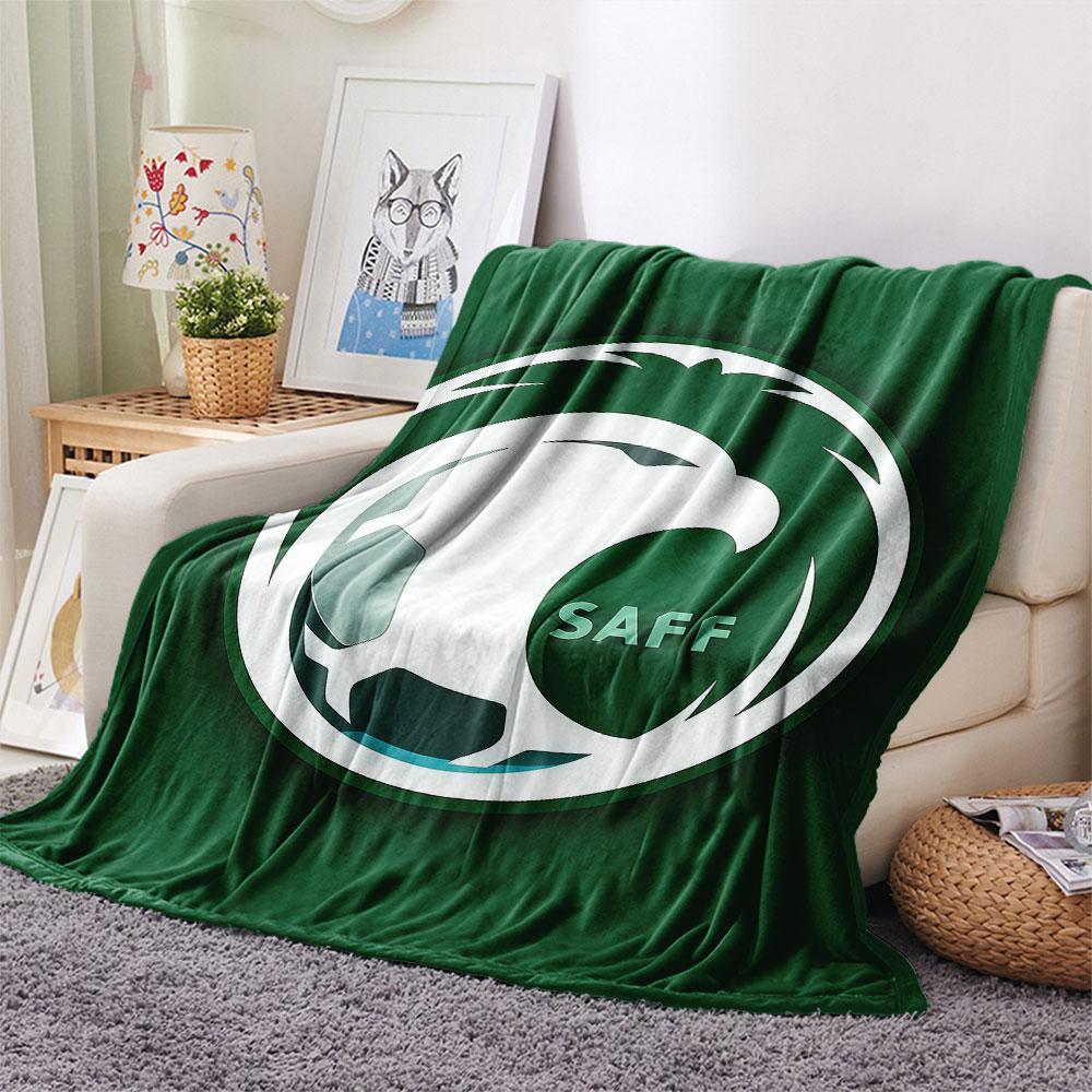 1PC Saudi Arabia National Football Team Patterned Flannel Blanket Suitable For All Seasons for Home Decor Warmth and Comfort Gifts Holiday Present