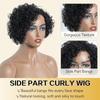 Women Synthetic Black Wigs With Bangs Short Curly Wigs for Daily Cosplay Natural Fluffy Hair Heat Resistant Fiber