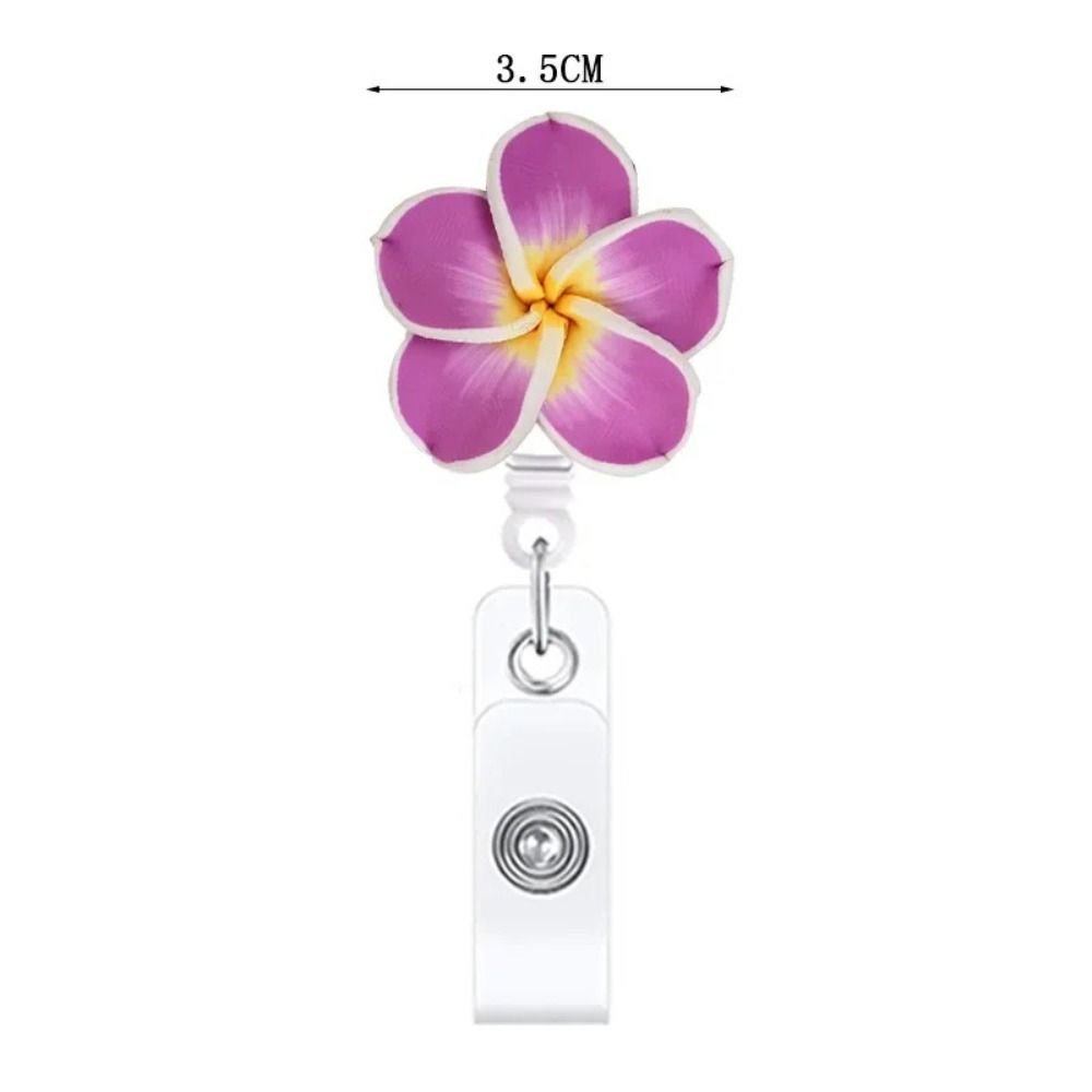 New Polymer Clay Badge Reel Card Holder Flower Shape Retractable ID Card Badge Clip Name Tag Badge Reels Nurse Supplies