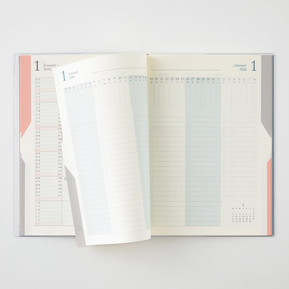 Midori Double Schedule Planner, 2026, B6, Monthly To Do, Blue, 22388006 (Starts October 2025)