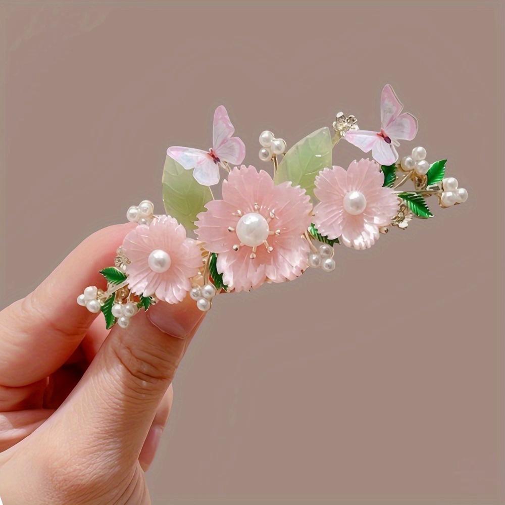 

Elegant Traditional Chinese Hairpin with Floral and Butterfly Design - Suitable for Ages 14 and Above