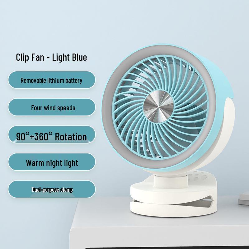 

USB Rechargeable Oscillating Ceiling Fan with Light - Silent Cooling for Dorm or Bedside Use 213mm x 117mm синий