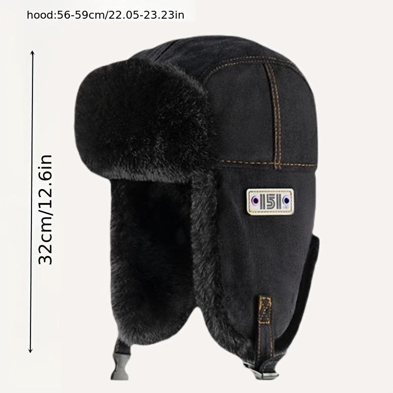 2025 1 Stück Retro Lei Feng-inspirierte Plüsch-Winter-Jagdmütze, leichte Polyester 100% Fitted Fliegermütze mit Ohrenschutz,