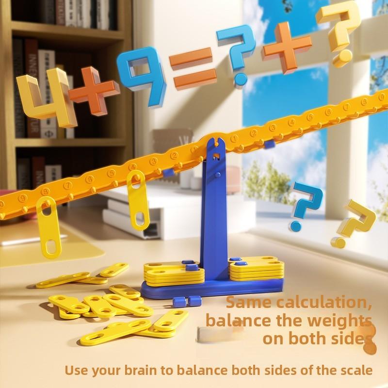 Bilancia Matematica Giocattolo per Bambini in Materiale Plastico per l'Apprendimento Precoce e l'Interazione Genitore-Figlio