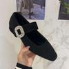 Fashion Warm Fleece 3CM Women Mary Jane Shoes Fashion Crystal Buckle 2025 Spring Wedding Party Female Shoes