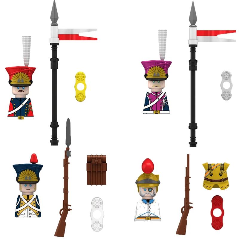 Medieval Napoleonic War Soldiers Figures Military MOC Building Block Knights British French Fusilier Rifles Weapon Kids Toy B08