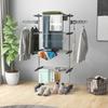 Foldable 5-Tier Clothes Drying Rack with One-Click System, 142x55x172cm, Grey & Silver