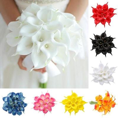 10 Stück echte Calla-Lilien, künstliche Blumen, Calla-Lilien-Blumenstrauß für Hochzeitsstrauß, Brautstrauß, Zuhause, Blumendekoration