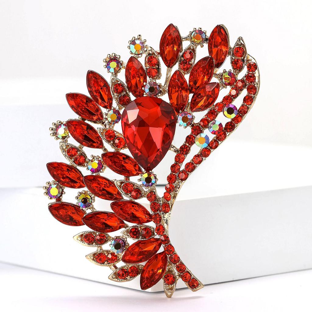 Legering Strass Stor Glas Brosch High-End Retro Dam Sjal Kofta Korsage Smycke Nål