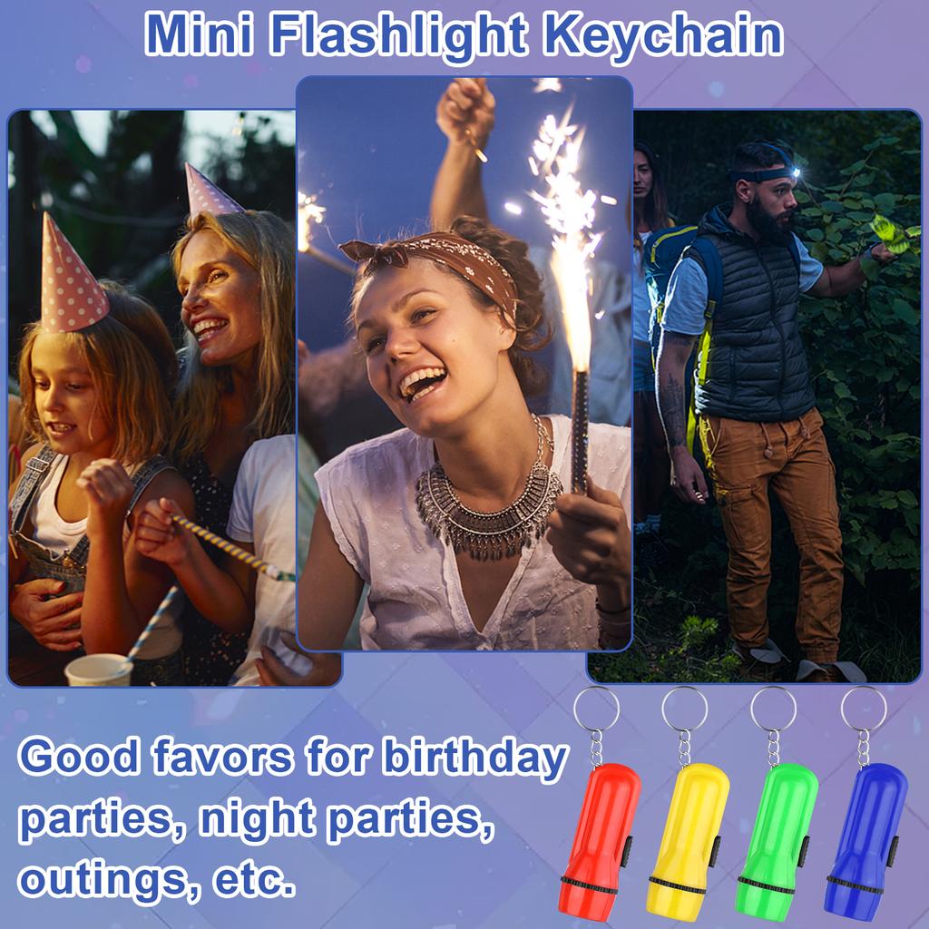 40Pcs Mini Flashlight Keychain Bulk Mini Pocket Flashlights Led Keychain Flashlights Assorted Colors Portable Led Toy Flashlight