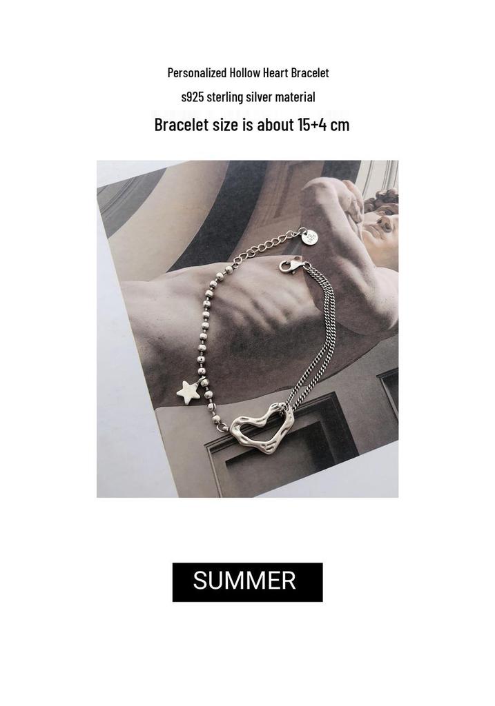 Korean Geometric Heart Bracelet: Retro Fashion for Women
