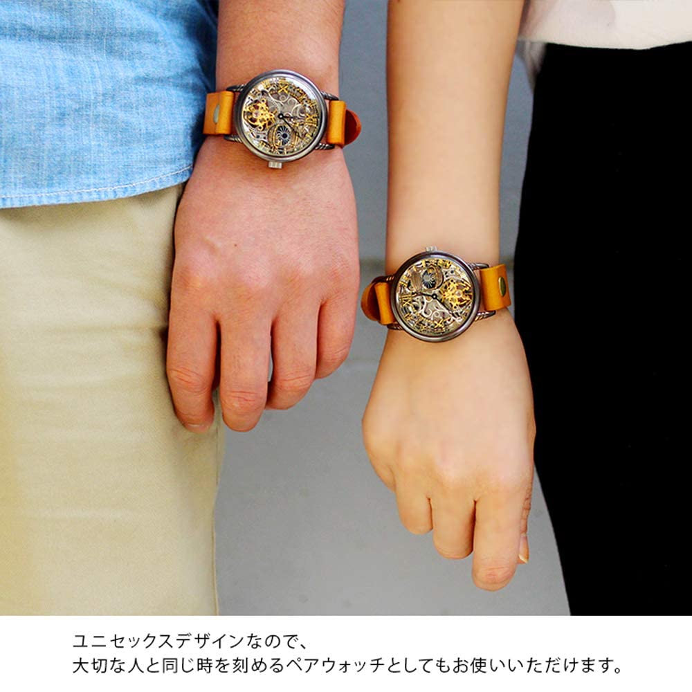 Reloj Moola Rebic de cuerda manual, fabricado en Japón, esqueleto RER-30B (L, Marina)