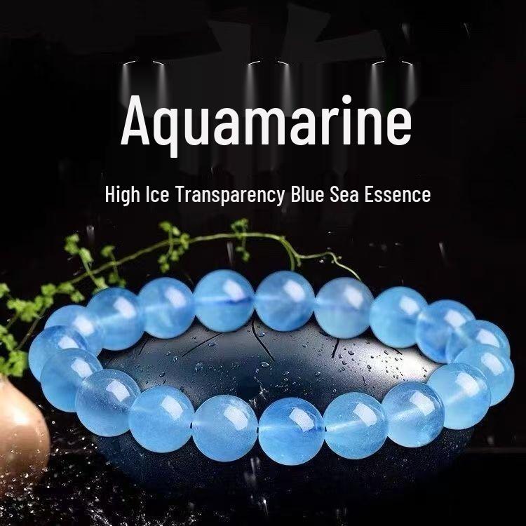 Aquamarine Chalcedony Crystal Hydrating Luck Bracelet for Couples 6mm (~30 beads)