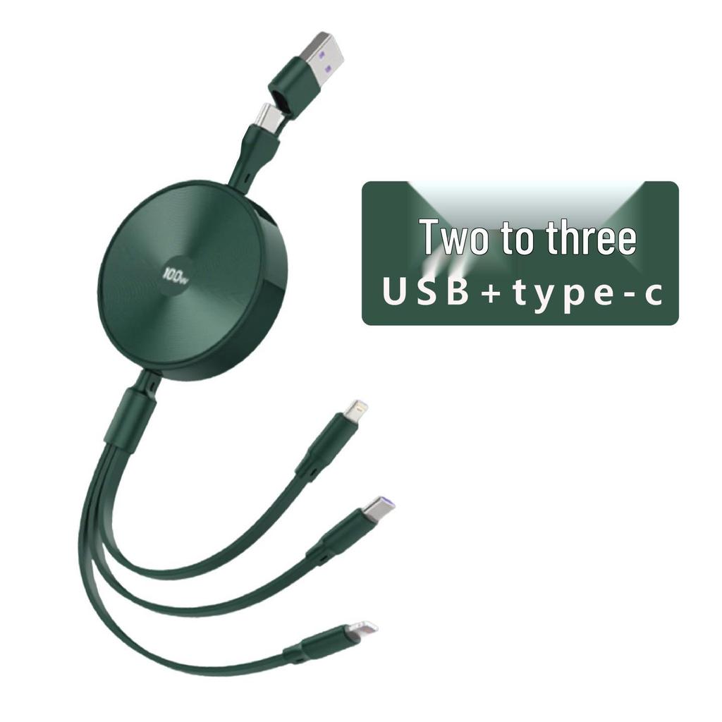 3-in-1 100W Fast Charging Cable, Compatible with Apple and Huawei, 6A Single Pull Design