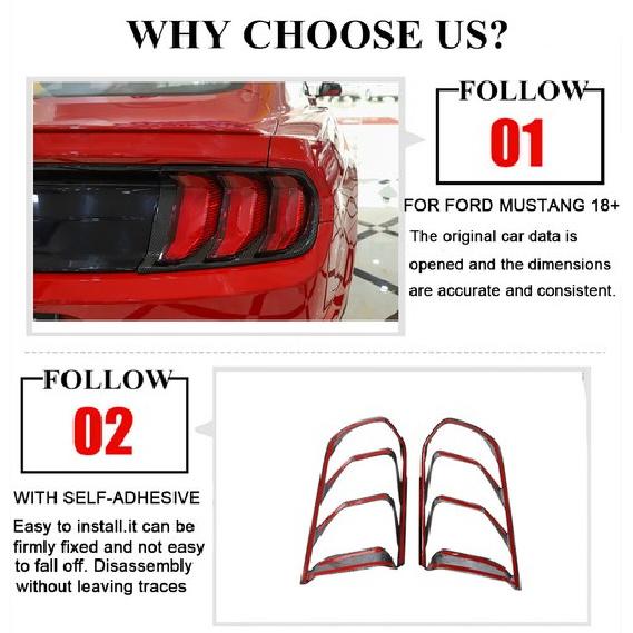 Tail Light Guard Cover Frame Rear Lamp Trim Bezels for Ford Mustang 2018-