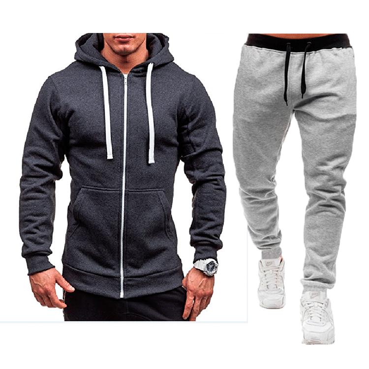New Casual Sweatshirt Zipper Hooded Sweatshirt Jacket Men's Solid Color Cardigan Suit