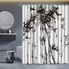 1pc Chinese Zen Ink Bamboo Pattern Shower Curtain, Polyester Fabric, Machine Washable, Suitable for Bathroom Decoration