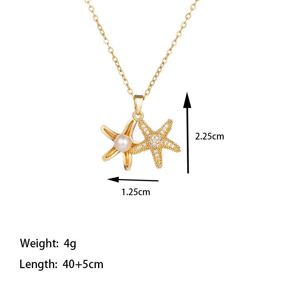 Japan and South Korea's new pearl shell starfish flower necklace women's fashion small fresh collarbone chain high-end student gift