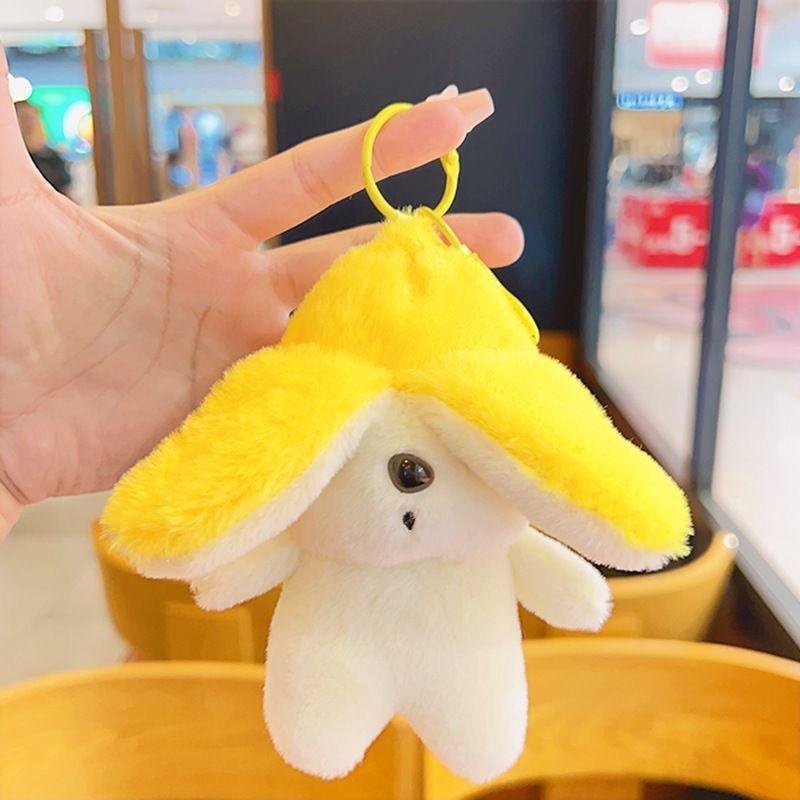 Cute Plush Dog Keychain Adorable Banana Dog Cartoon Backpack Pendant Gift In Green And Yellow