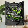 Racing Green Sports Car Blanket  Reversible Flannel for Speed Comfort Auto Lover Gifts  Sleek Garage Decor