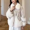 Autumn Women's Fox Fur Coat Thin Lightweight Fur and Leather Patchwork Leather Jacket