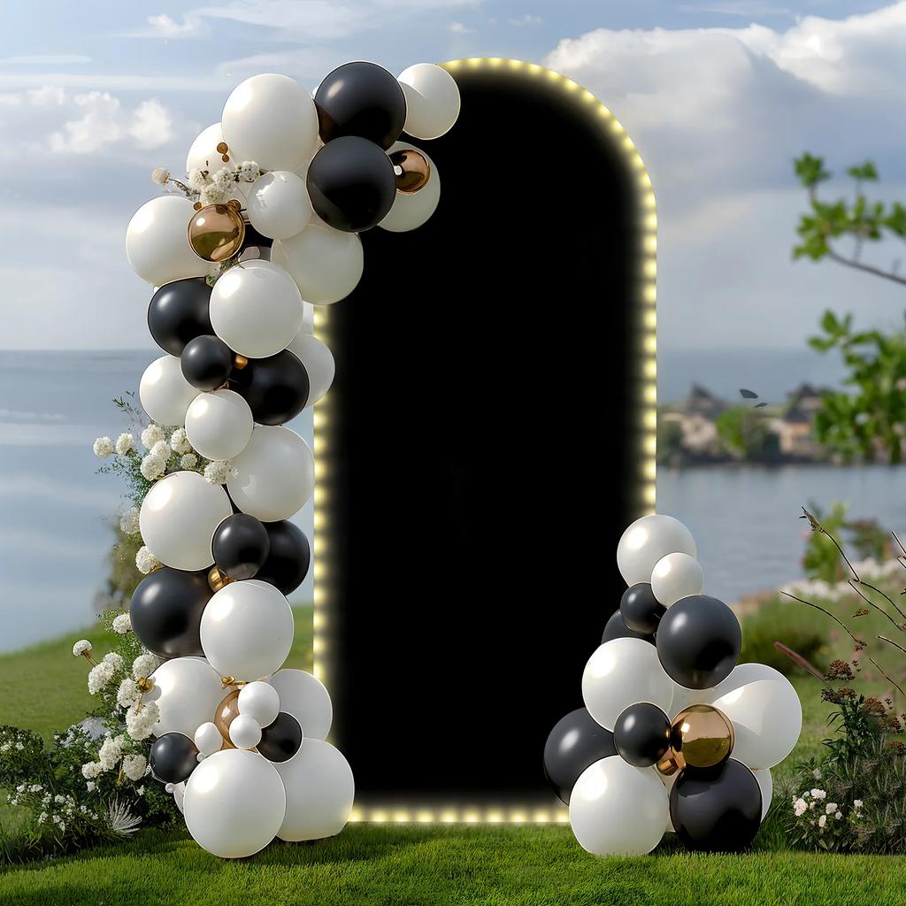 Spandex Wedding Arch Cover Pink with Lights U Top Backdrop Stand for Photographic Background Birthday Party Decoration