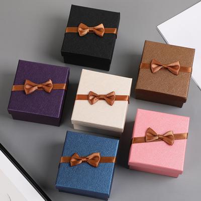 Ribbon Bow Gift Box with Cushion Valentine's Day Bridesmaid Wedding Birthday Present Wrapping Box with Lid Portable Jewelry Packaging Box