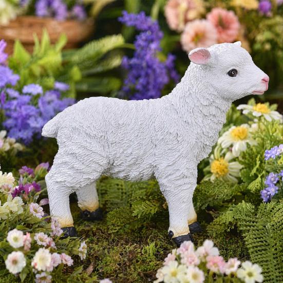 Statua di Pecora da Esterno, Scultura di Pecora in Resina per Giardino, Grazioso Ornamento di Agnello Realistico per Cortile Prato Fattoria Decorazione