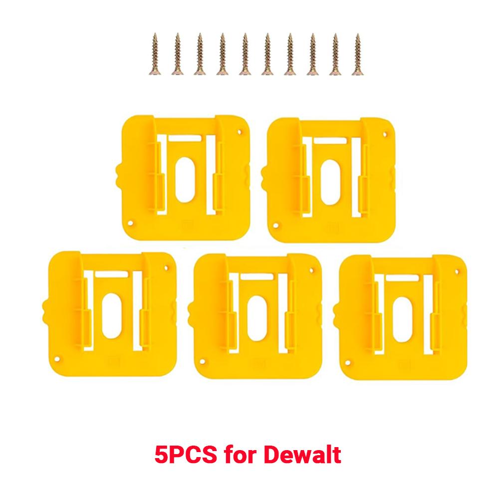 5PCS Battery Holder Storage Rack for Dewalt/Makita/Milwaukee 14.4V 18V Li-ion Battery Wall Mount Tool Bracket Fixing