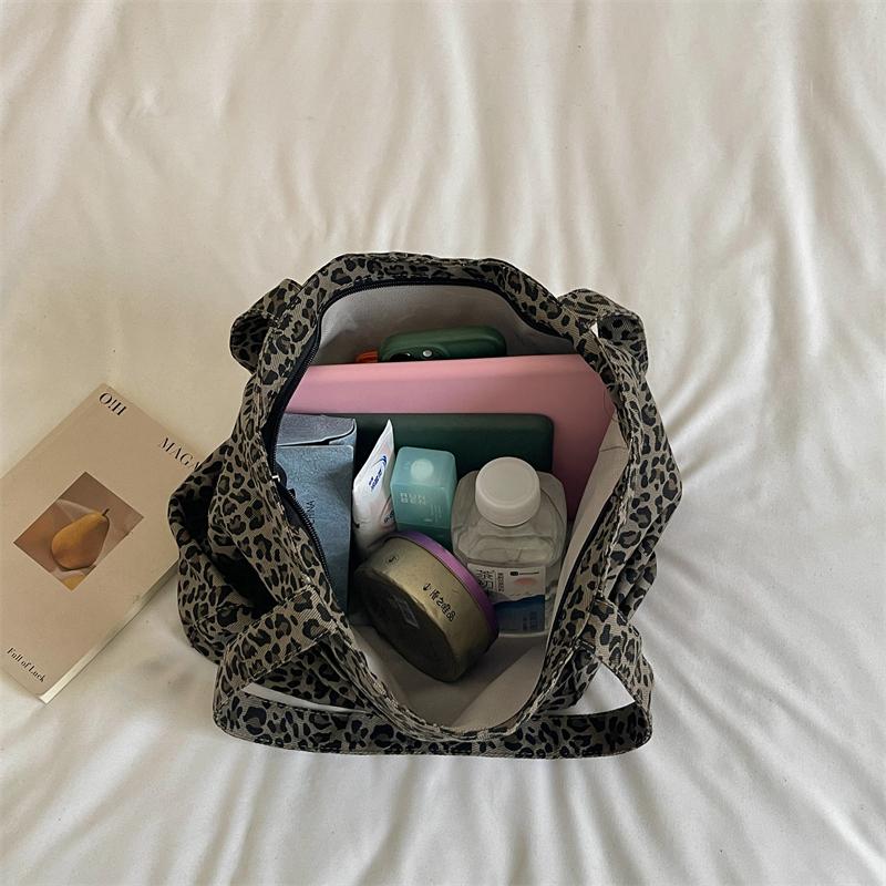 Borsa Tote Stampa Leopardo Grande Capacità Borsa a Spalla Casual Borsa a Mano Quotidiana per Donne