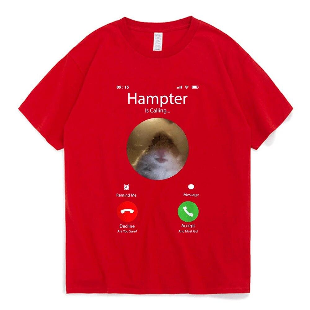 Dank Meme Hamster Staring Front Camera Hampter Calling T Shirt for Unisex Women Cute Oversized Graphics T-shirt 100% Cotton Tees