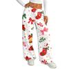 Women's Casual Christmas Print Loose Fit Straight Leg -Lined Pants with Elastic Waist for Winter