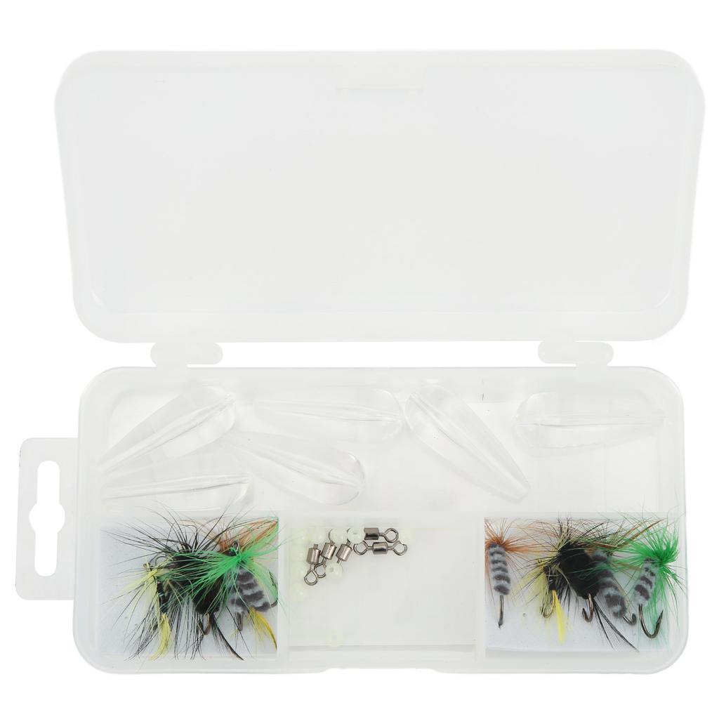 Fly Fishing Flies Kit Fly Fishing Bait Kit with Thrower Hook Swivel Plastic Beads Storage Box