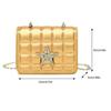 Women Small Square Bag Rhinestones Star Shoulder Bag Chain Bag Stylish Crossbody Bag PU Leather Dating for Work  Silver