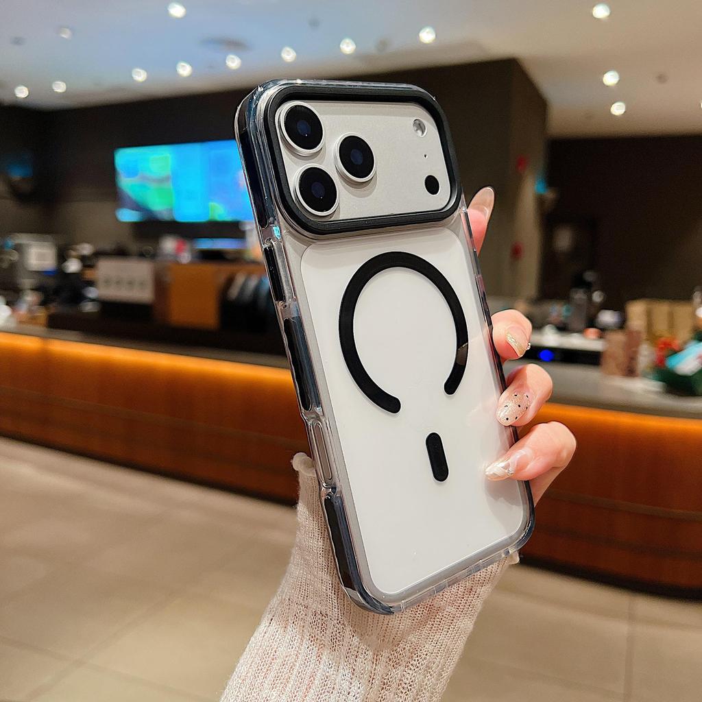 Two-Color Magnetic Acrylic Phone Case for iPhone 17 Pro Max with Large Hole Design