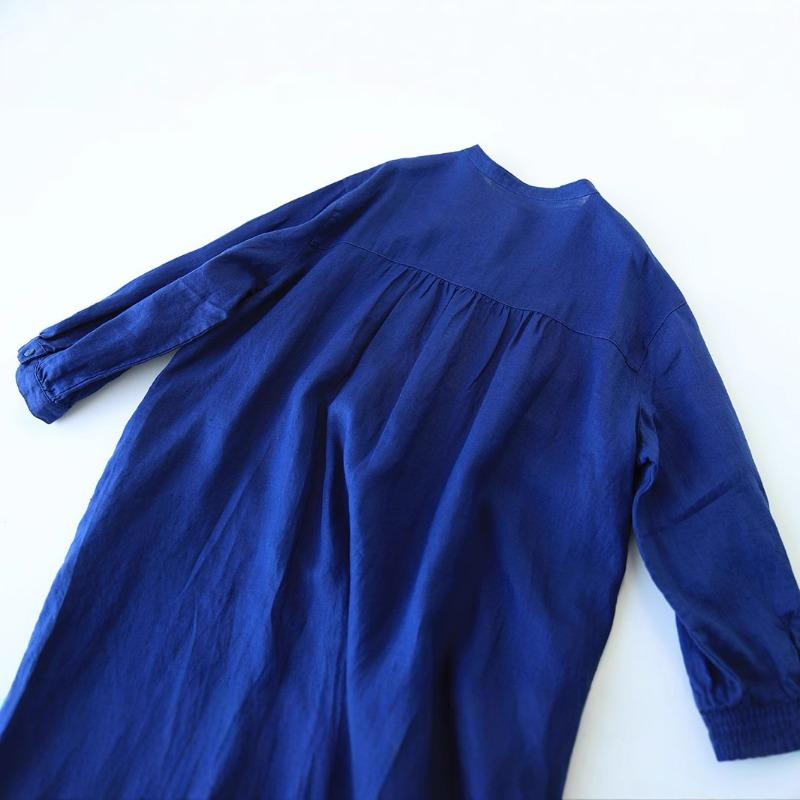 

Платье-рубашка с длинным рукавом и воротником-стойкой M синий