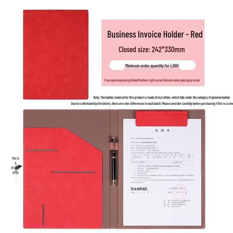 A4 Multifunctional Document Folder with Custom Clip and Logo Print.
