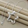 Women's Star Pendant Necklace 925 Silver Plated Wave Texture Snake Chain Jewelry Gift for Birthday Wedding Christmas Party