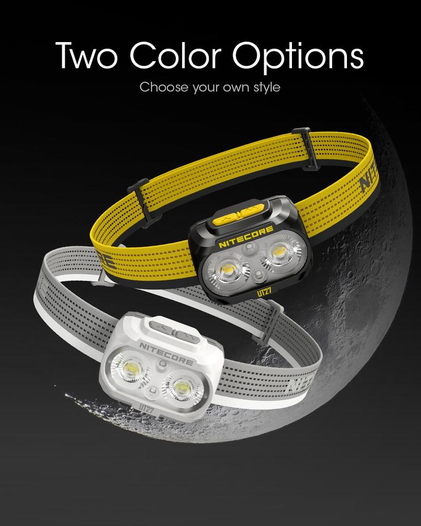 Nitecore UT27 Max 800 AAA Battery Trail Night Running Headlamp, Lumens, USB-C Rechargeable, Compatible, Running, (White)