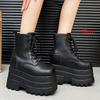 Women 13 CM Platform Boots Casual Outdoor Shoes Chunky Simple Lace Up Design Ankle Boots Cool Nightclub Party Black Shoes 35-43