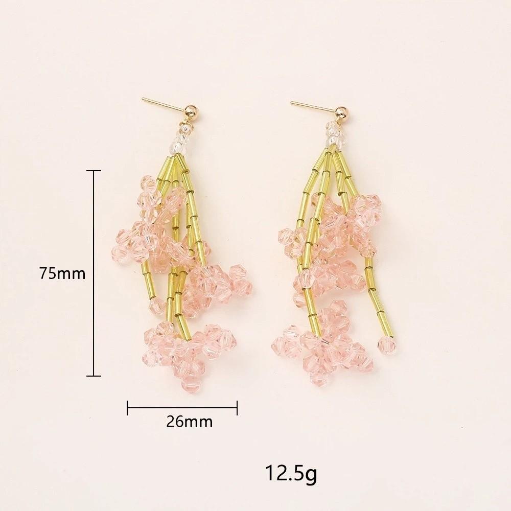 Crystal Flower Holiday Style Earrings Super Fairy Beaded Floral Earrings Beaded Earrings  Women