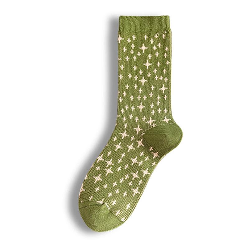Long Socks Women'S Plaid Medium Tube Cotton Socks High Tube Tide Japanese Retro Stacking Socks Stockings