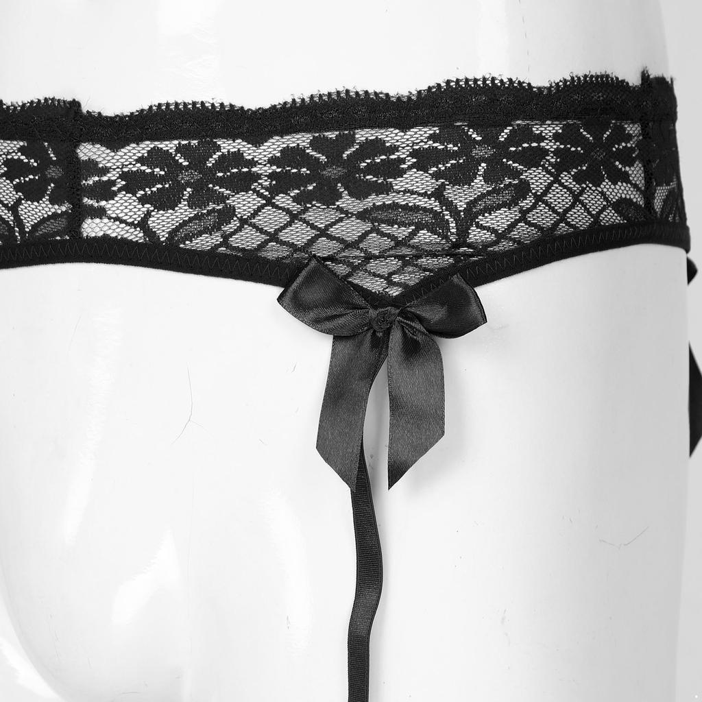 Mens Sheer Lace Suspenders Elastic Waist Garter Belt Sissy Sleepwear Accessories Stocking Holders