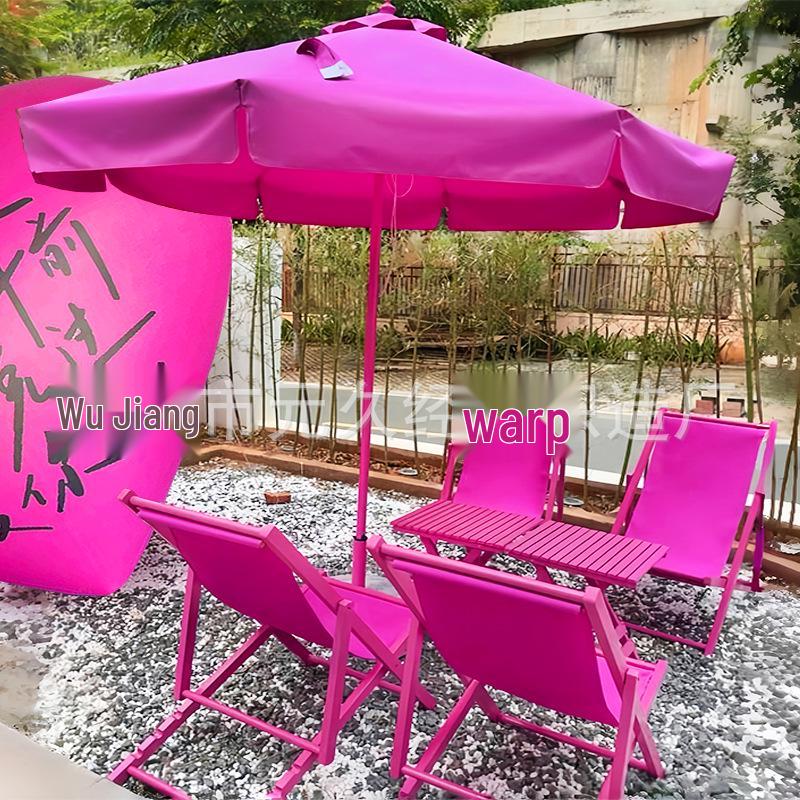Pink Wooden Outdoor Lounge Chair for Beach, Balcony, Camping, and Garden
