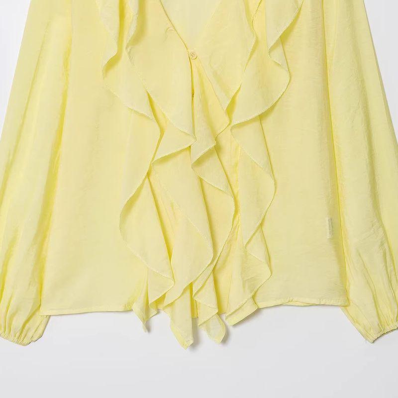 Araltay New Arrival Fashion Style Women's Fashion All-Match Minimalist Laminated Decoration Shirt Tops 40460734