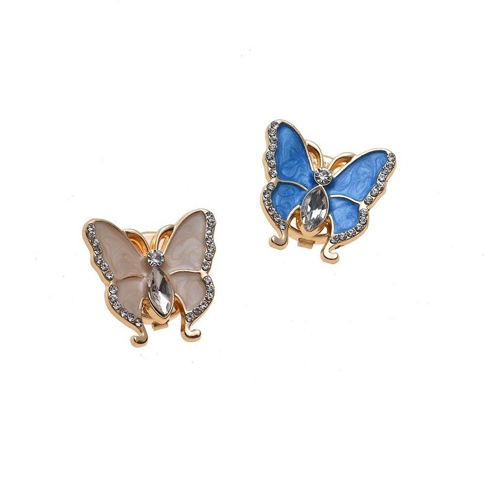 Rhinestone 3D Butterfly Cufflinks Brass Base Button Cover Creative Sleeve Button  Shirt Accessories
