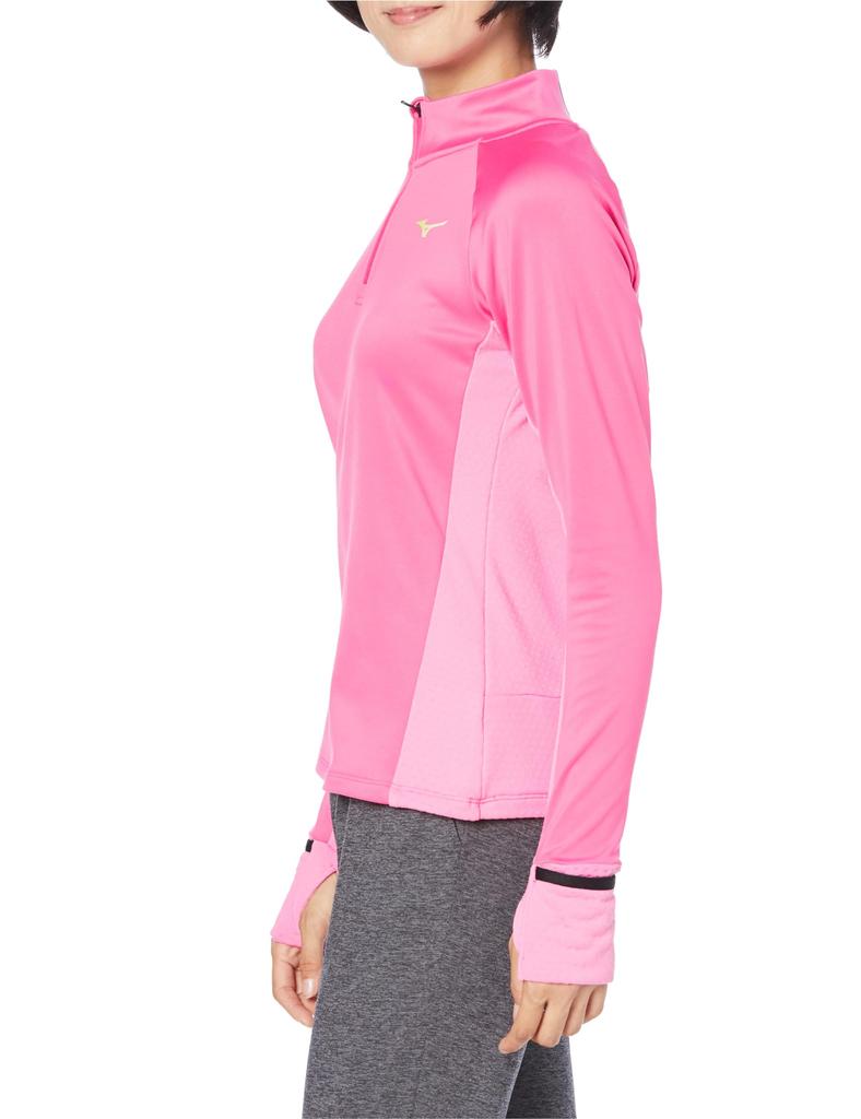 Mizuno Warmer Light Shirt Sangria Size L Half-Zip J2MCA705, Sunset,