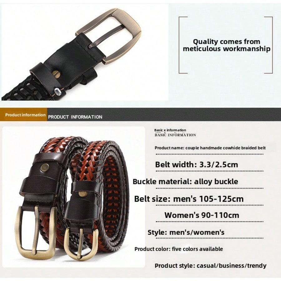 Youth Vintage Handwoven Belt Men's and Women's Leather Pin Buckle Belt Men's Belt