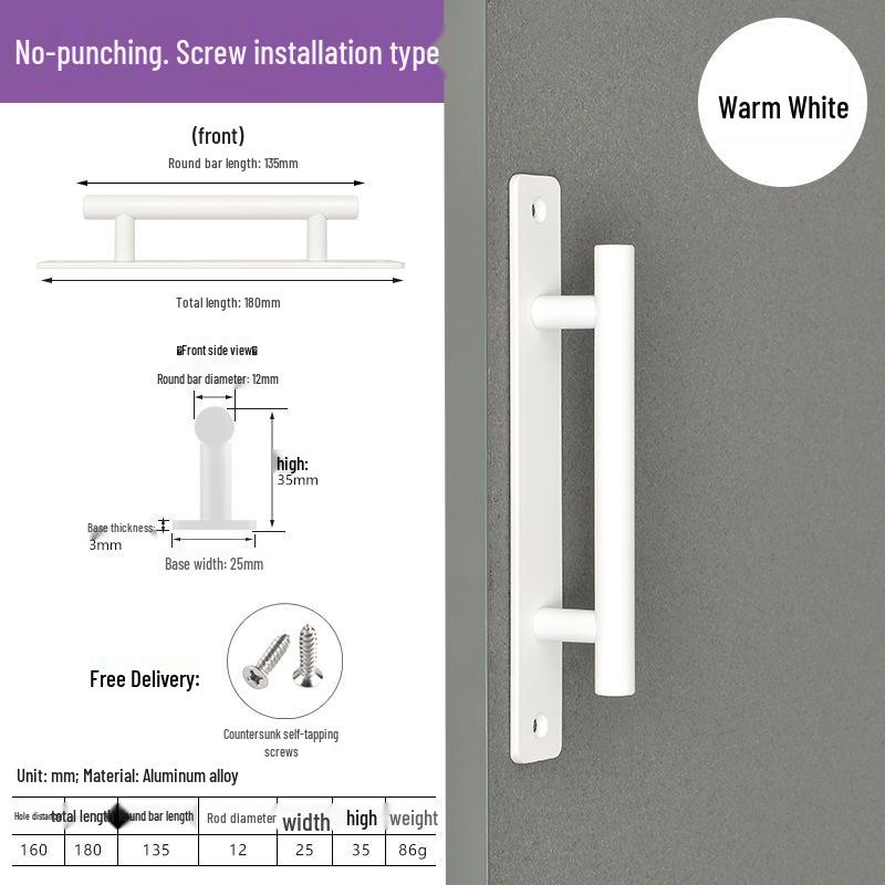 White Self-Adhesive Push-Pull Handle for Glass Sliding Doors and Drawers
