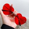 Fashion Rimless Heart Sunglasses Women Cute Beach Holiday Shades Trendy Brand Designer Vintage Metal Sun Glasses UV400 Goggles